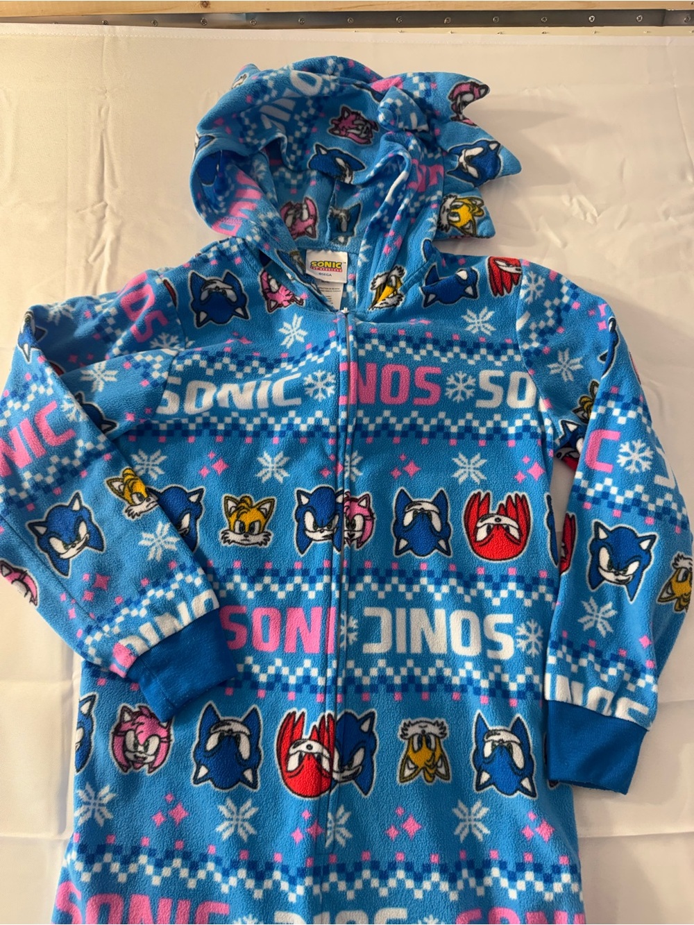 Sonic Medium Kids Blue Fleece Hoodie Onesie - Official Sonic